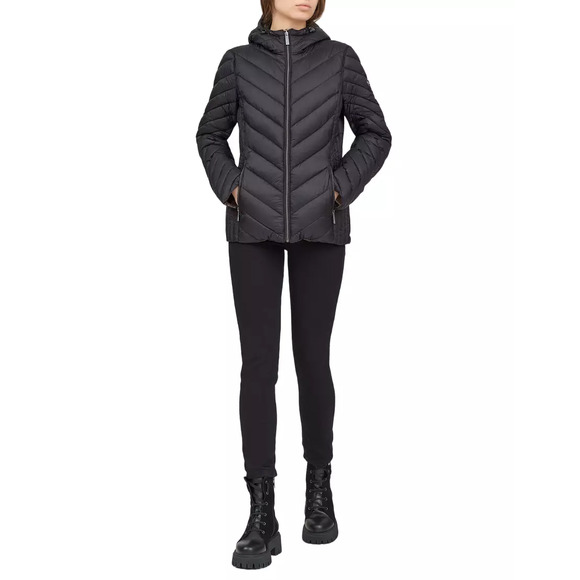 Michael Kors Puffer Jacket Reversible Quilted Nylon Signature Logo Packable Nwt - Picture 5 of 10